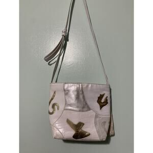 Vintage Sharif White Gold‎ Patchwork Leather Crossbody Purse